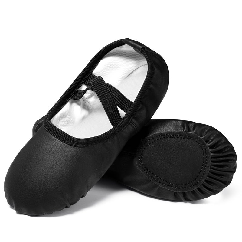 Dynadans Soft Leather Ballet Shoes/Ballet Slippers/Dance Shoes for Girls and Boys (Toddler/Little/Big Kid/Women)-Black-5M Big Kid - Image 1